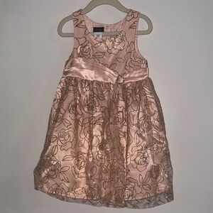Holiday Editions Pink Rose-Patterned Satin Party Dress